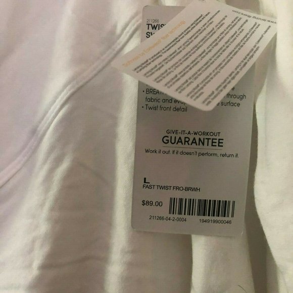 Athleta White Fast Twist Front Long Sleeve Large - Picture 3 of 4